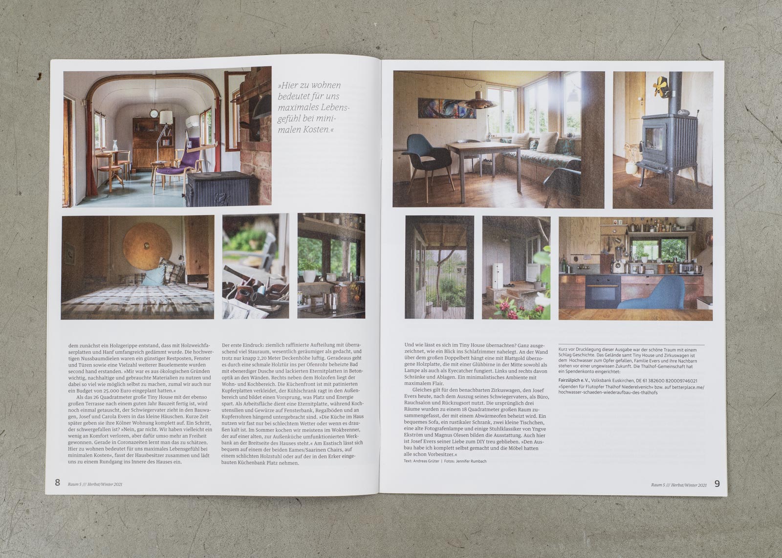 Homestory, Porträt für das Magazin Raum 5 in einem Tiny House in Zülpich